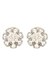 The Alchemy Studio_Silver Plated Embellished Double Petal Uncut Diamond Flower Earrings _Online_at_Aza_Fashions