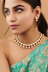 Buy_Curio Cottage_Gold Plated Pearls, Stones Forever Glitter Embellished Choker Necklace Set_at_Aza_Fashions
