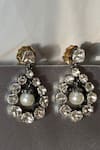 Shop_The Alchemy Studio_Silver Plated Embellished Twilight Pearl And Uncut Diamond Earrings _at_Aza_Fashions