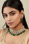 Buy_Curio Cottage_Green Semi-precious Stones Glow Getter Embellished Necklace Set_at_Aza_Fashions