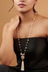 Buy Curio Cottage White Kundan And Beads Tassel Drop Long Necklace at Aza Fashions Buy_Curio Cottage_White Kundan And Beads Tassel Drop Long Necklace_at_Aza_Fashions