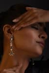 Buy_Zeeya Luxury Jewellery_Black Stone Geometric Motif Tiered Earrings_at_Aza_Fashions