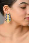 Buy_Zeeya Luxury Jewellery_Blue Stone Studded Geometric Motif Earrings_at_Aza_Fashions