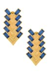 Shop_Zeeya Luxury Jewellery_Blue Stone Studded Geometric Motif Earrings_at_Aza_Fashions