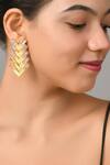 Buy_Zeeya Luxury Jewellery_Gold Plated Stone Embellished Geometric Motif Earrings _at_Aza_Fashions