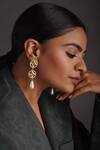 Buy_Zeeya Luxury Jewellery_Gold Plated Stone Embellished Tiered Drop Earrings_at_Aza_Fashions