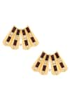 Shop_Zeeya Luxury Jewellery_Gold Plated Stone Embellished Earrings _at_Aza_Fashions