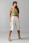 Shop_Devina Juneja_Green Cotton Satin Sequins Square Neck Camouflage Circle Vest _at_Aza_Fashions
