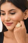 Buy_Zeeya Luxury Jewellery_Gold Plated Semi Precious Stones Handmade Embellished Ring _at_Aza_Fashions