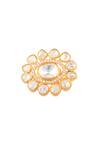 Shop_Zeeya Luxury Jewellery_Gold Plated Semi Precious Stones Handmade Embellished Ring _at_Aza_Fashions