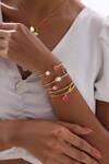 Shop_Varnika Arora_Gold Plated Pearls Lumi Geometric Pattern Bangle _at_Aza_Fashions