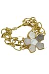 Shop_Varnika Arora_Gold Plated Elan Mother Of Pearl Embellished Bracelet_at_Aza_Fashions