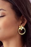 Buy_Varnika Arora_Gold Plated Zuri Floral Pattern Earrings _at_Aza_Fashions
