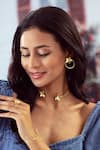 Varnika Arora_Gold Plated Zuri Floral Pattern Earrings _at_Aza_Fashions