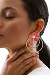 Buy_Varnika Arora_Gold Plated Crystals Calendine Floral Pattern Earrings _at_Aza_Fashions
