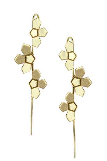 Shop_Varnika Arora_Gold Plated Cut Work Poppy Floral Pattern Earrings _at_Aza_Fashions
