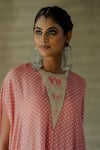 Buy_Tussah by Siddhi Shah_Pink Spun Silk Printed Peral Embroidered Bodice Kaftan With Pant _Online_at_Aza_Fashions