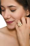 Buy_Zeeya Luxury Jewellery_Gold Plated Semi-precious Stones Floral Motif Studded Ring _at_Aza_Fashions