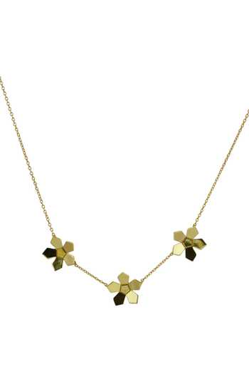 Shop_Varnika Arora_Gold Plated Lumiere Floral Pattern Necklace _at_Aza_Fashions