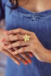 Buy_Varnika Arora_Gold Plated Adler Floral Pattern Ring _at_Aza_Fashions