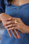 Buy_Varnika Arora_Gold Plated Adler Floral Pattern Ring _Online_at_Aza_Fashions