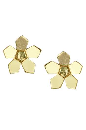 Shop_Varnika Arora_Gold Plated Adler Floral Pattern Studs _at_Aza_Fashions
