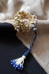 Buy_Heer-House Of Jewellery_Gold Plated Blue Stone Honeycomb Polki Embellished Bracelet_at_Aza_Fashions