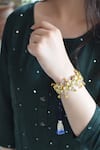 Heer-House Of Jewellery_Gold Plated Blue Stone Honeycomb Polki Embellished Bracelet_Online_at_Aza_Fashions