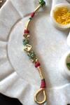 Shop_Heer-House Of Jewellery_Polki And Gravel Stone Embellished Rakhi_at_Aza_Fashions