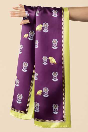 Buy_Thee Modern Roots_Purple Silk Whimsical Wings Stole _at_Aza_Fashions