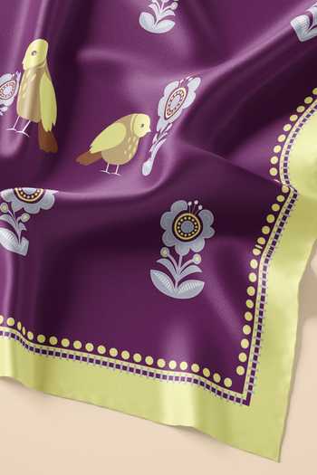 Thee Modern Roots_Purple Silk Whimsical Wings Stole _Online_at_Aza_Fashions