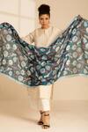 Thee Modern Roots_Blue Printed Parrot Paradise Dupatta _Online_at_Aza_Fashions