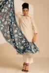 Thee Modern Roots_Blue Printed Parrot Paradise Dupatta _at_Aza_Fashions