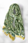 Buy_Thee Modern Roots_Green Silk Lotus Print Dupatta _at_Aza_Fashions