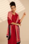 Thee Modern Roots_Red Printed Mughal Jeweled Mirage Dupatta _at_Aza_Fashions