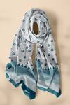 Buy_Thee Modern Roots_Blue Silk Lotus Blooms Printed Dupatta _at_Aza_Fashions