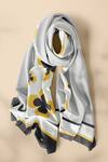 Buy_Thee Modern Roots_Grey Printed Flowers Retro Romance Dupatta _at_Aza_Fashions