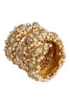 Shop_Vaidaan_Gold Plated Pearls Kirsaan Seashell Bracelet_at_Aza_Fashions