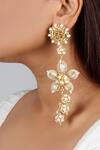 Buy_Vaidaan_Gold Plated Pearls Predha Seashell Drop Earrings_at_Aza_Fashions