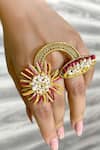 Buy_Vaidaan_Gold Plated Pearls, Beads Daffodil Ring _at_Aza_Fashions