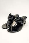 Shop_The Alter_Black Plain Monochrome Kolhapuri Block Heels _at_Aza_Fashions