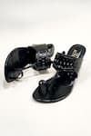 Buy_The Alter_Black Plain Monochrome Kolhapuri Block Heels _Online_at_Aza_Fashions