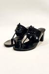 Shop_The Alter_Black Plain Monochrome Kolhapuri Block Heels _Online_at_Aza_Fashions