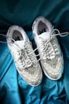 Chal Jooti_Silver Embroidery Prismatic Metallic Armour Sneakers _Online_at_Aza_Fashions