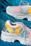 Chal Jooti_Multi Color Embroidery Spring Blooms Sequin Sneakers _at_Aza_Fashions