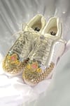 Shop_Chal Jooti_White Embroidery The Lotus Warrior Queen Sneakers _at_Aza_Fashions