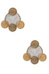 Shop_Vaidaan_Gold Plated Embroidery Quin Coins Earrings _at_Aza_Fashions