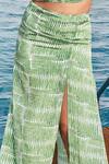 Shop_Izzumi Mehta_Green Crepe Printed Geometric High Slit Skirt_at_Aza_Fashions
