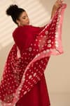 Buy_Thee Modern Roots_Red Printed Lotus Crimson Dupatta _at_Aza_Fashions