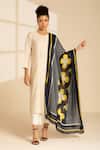 Buy_Thee Modern Roots_Blue Silk Vintage Charm Printed Dupatta _at_Aza_Fashions